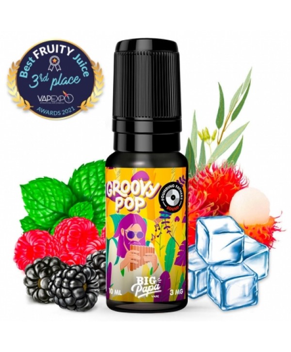 Soldes E liquide Groovy Pop Big Papa | Mûre Framboise Ramboutan Eucalyptus Menthe