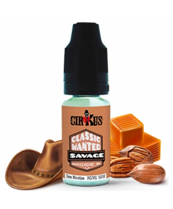 Soldes 3,25€ - E liquide Savage Classic Wanted | Tabac blond Caramel beurre salé Noix de pécan pas cher
